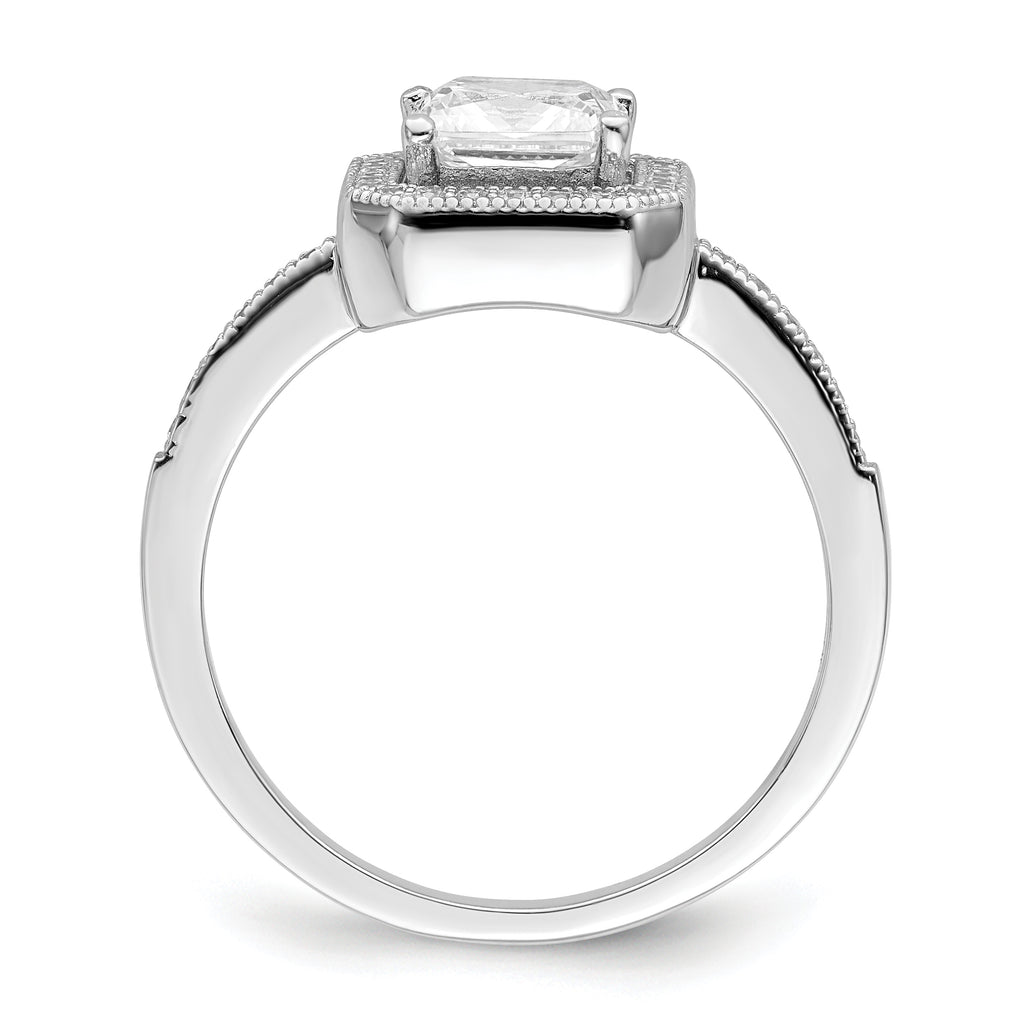 Brilliant Embers Sterling Silver Rhodium-plated 37 Stone Halo Micro PavÃƒÂ¢Ã‚â‚¬Ã‚Å¡ CZ Ring
