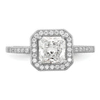 Brilliant Embers Sterling Silver Rhodium-plated 37 Stone Halo Micro PavÃƒÂ¢Ã‚â‚¬Ã‚Å¡ CZ Ring