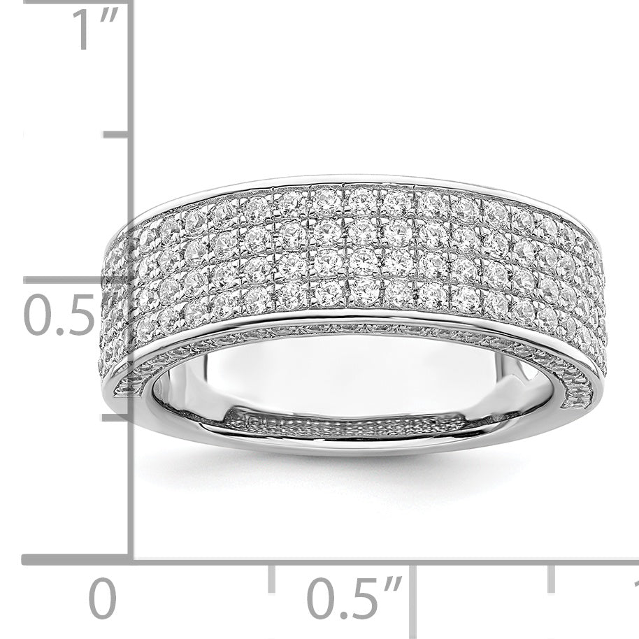 Brilliant Embers Sterling Silver Rhodium-plated 142 Stone Micro PavÃƒÂ¢Ã‚â‚¬Ã‚Å¡ CZ Ring