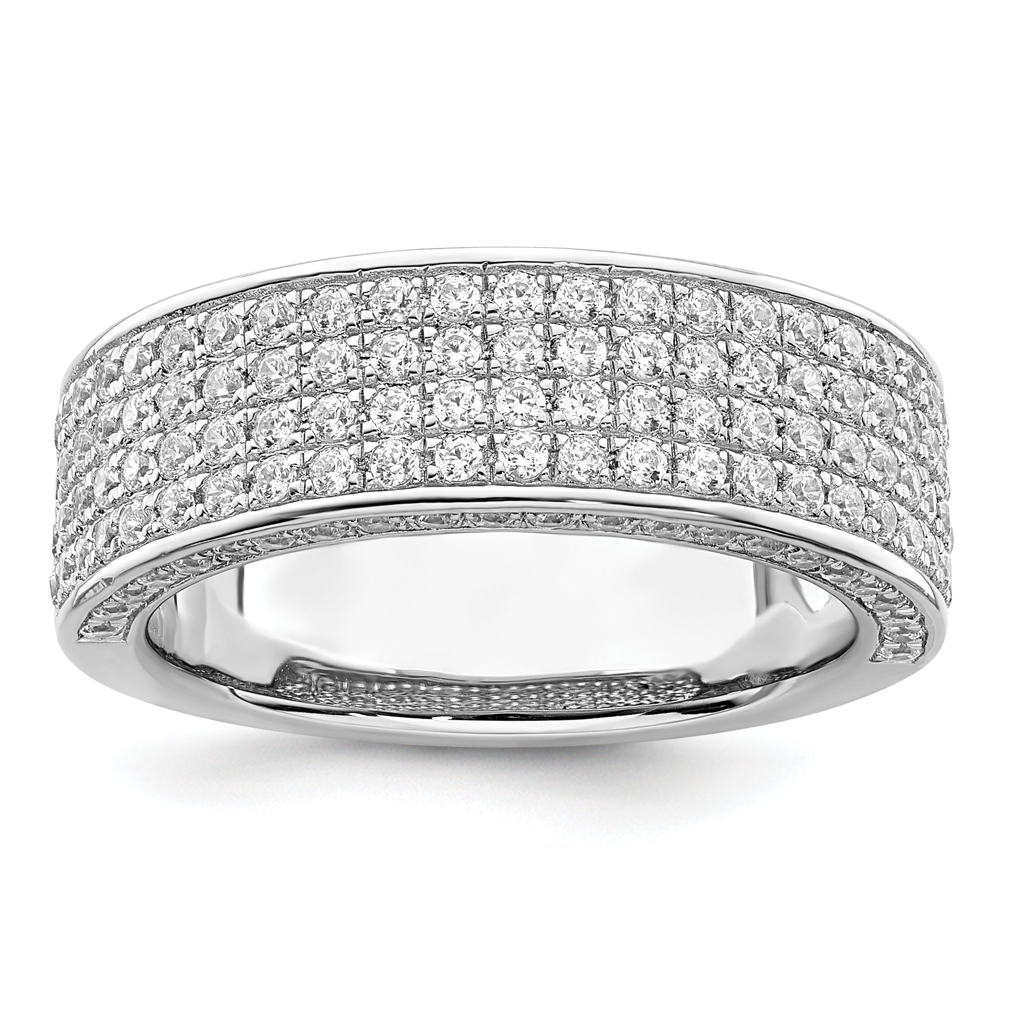 Brilliant Embers Sterling Silver Rhodium-plated 142 Stone Micro Pav‚ CZ Ring Main image