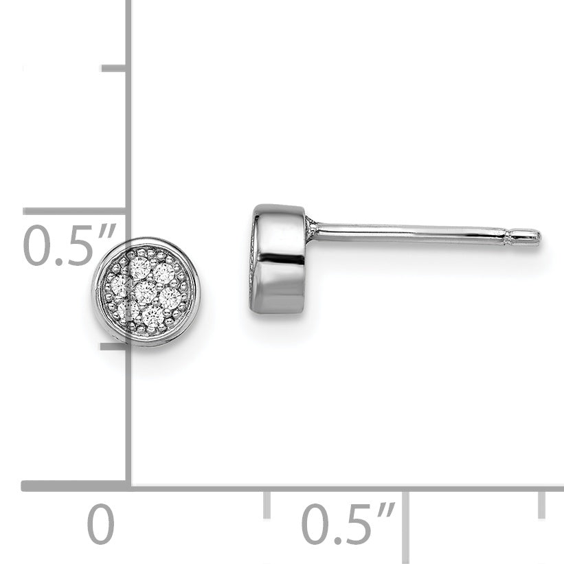 Sterling Silver CZ Cluster Earrings with Rhodium Polished Finish