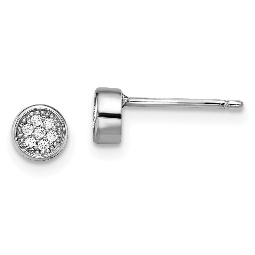 Brilliant Embers Sterling Silver Rhodium-plated 14 Stone Micro Pav‚ CZ Polished Post Earrings
