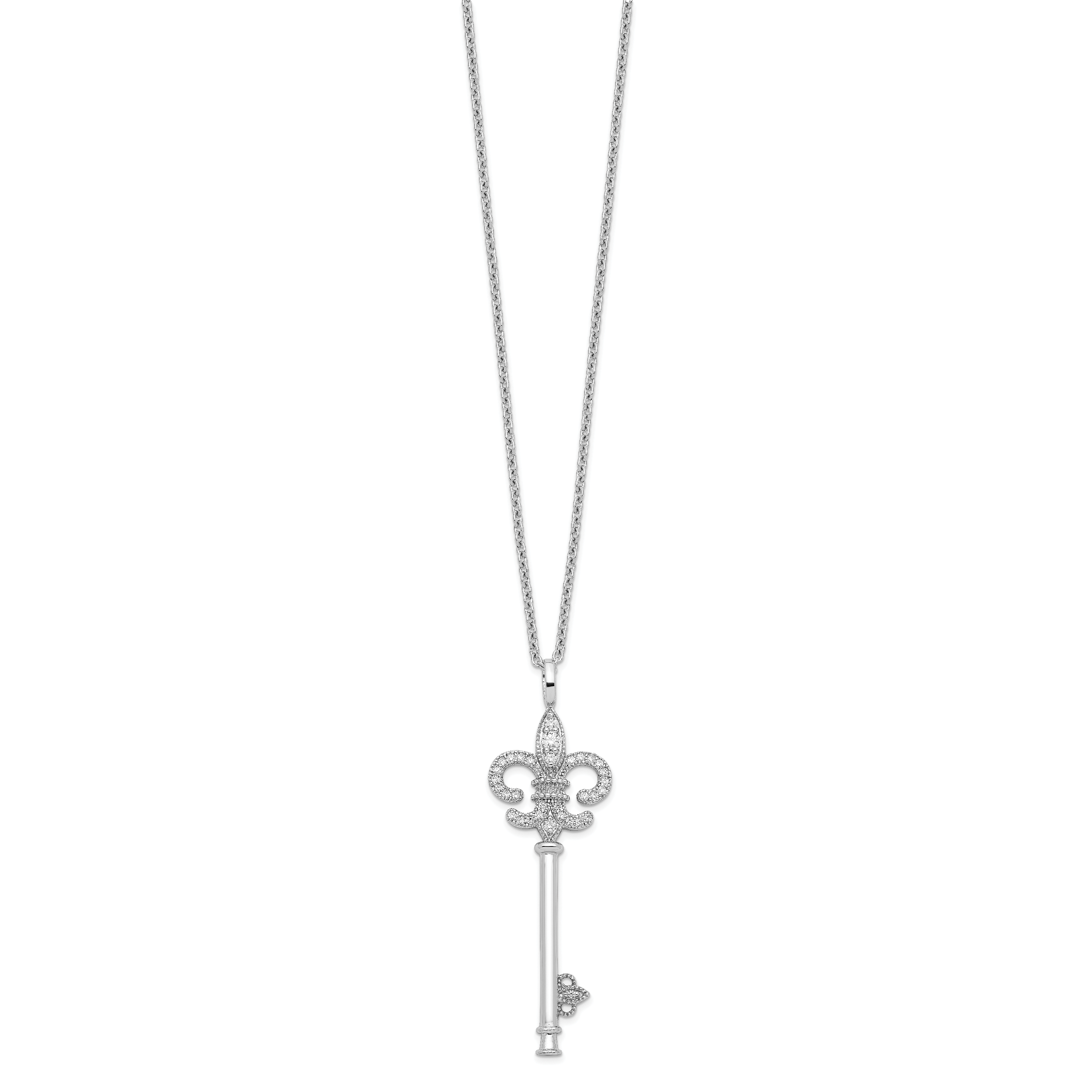 Micro Pavé CZ Key Necklace in Sterling Silver Secondary image