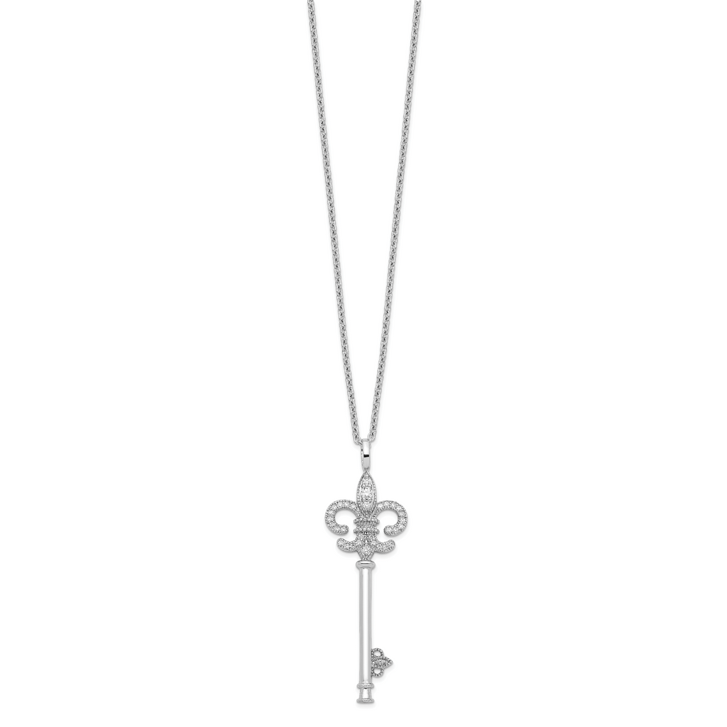 Micro Pavé CZ Key Necklace in Sterling Silver
