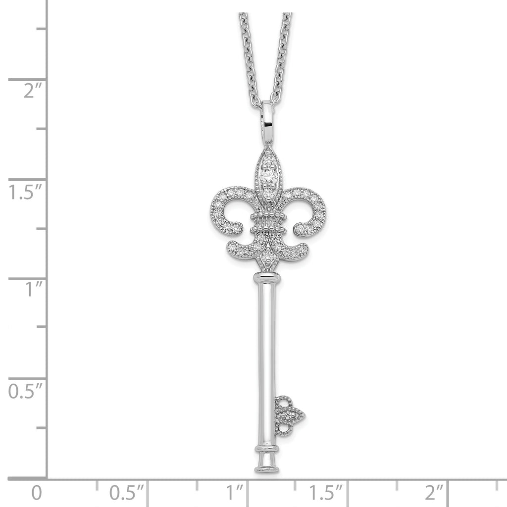 Micro Pavé CZ Key Necklace in Sterling Silver