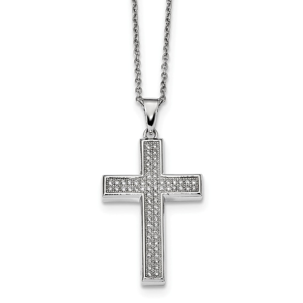 Sophia Jewelers Sterling Silver 925 Cross Necklace with CZ Embers - 18