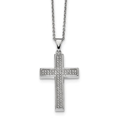 Sophia Jewelers Sterling Silver 925 Cross Necklace with CZ Embers - 18