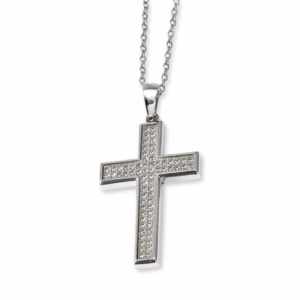 Sophia Jewelers Sterling Silver 925 Cross Necklace with CZ Embers - 18