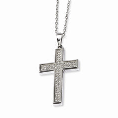 Sophia Jewelers Sterling Silver 925 Cross Necklace with CZ Embers - 18