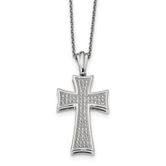 Sophia Jewelers Sterling Silver CZ Cross Necklace with Polished Finish - 18