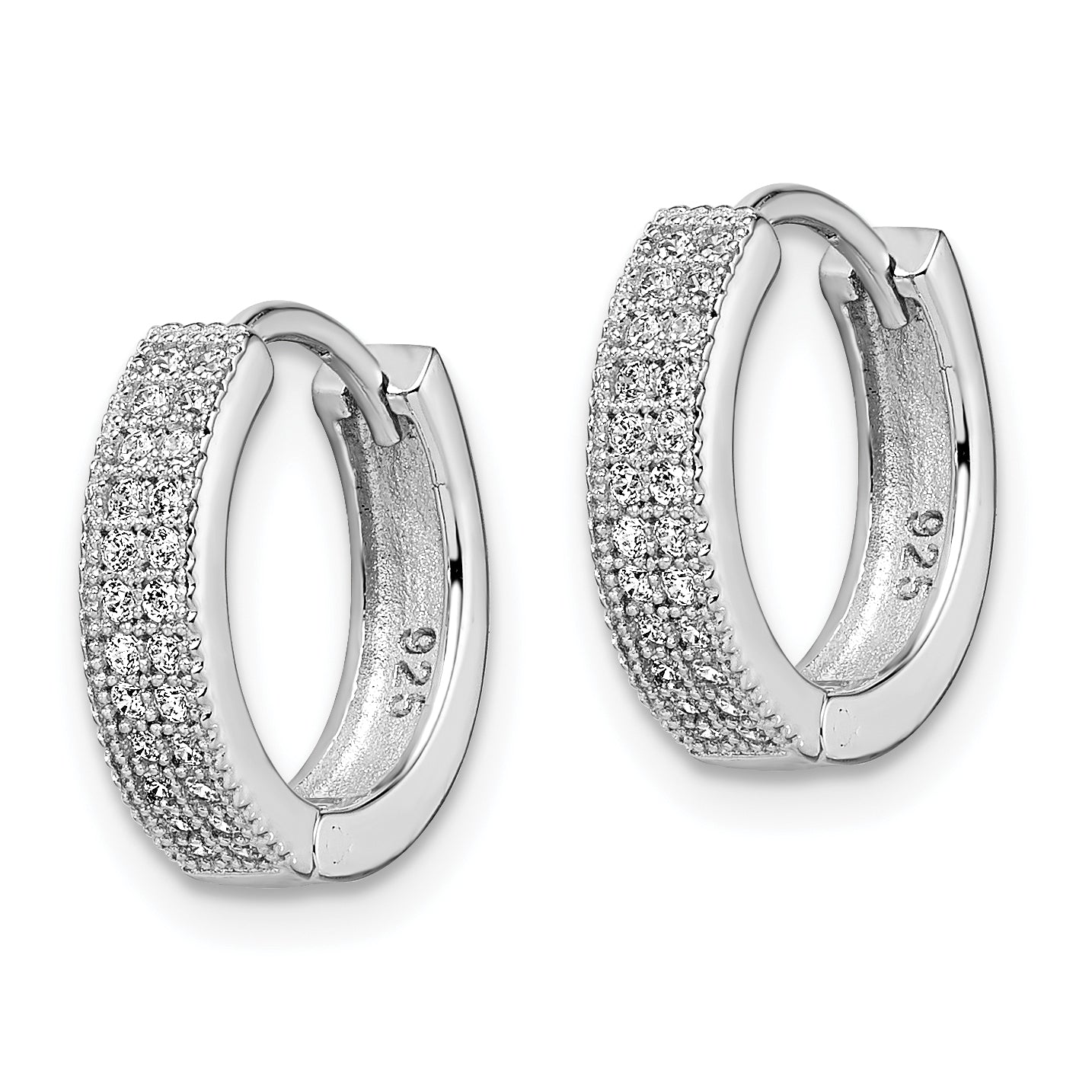 Sophia Jewelers Sterling Silver CZ Hoop Earrings with Polished Rhodium Finish Secondary image