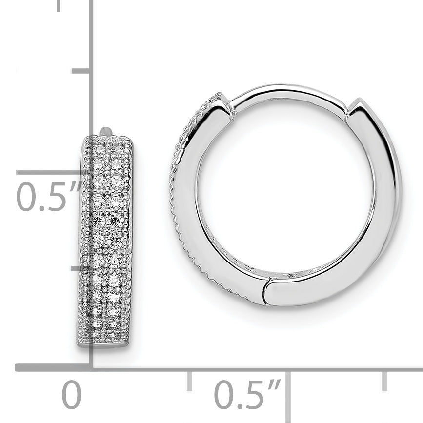 Sophia Jewelers Sterling Silver CZ Hoop Earrings with Polished Rhodium Finish