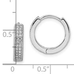 Sophia Jewelers Sterling Silver CZ Hoop Earrings with Polished Rhodium Finish