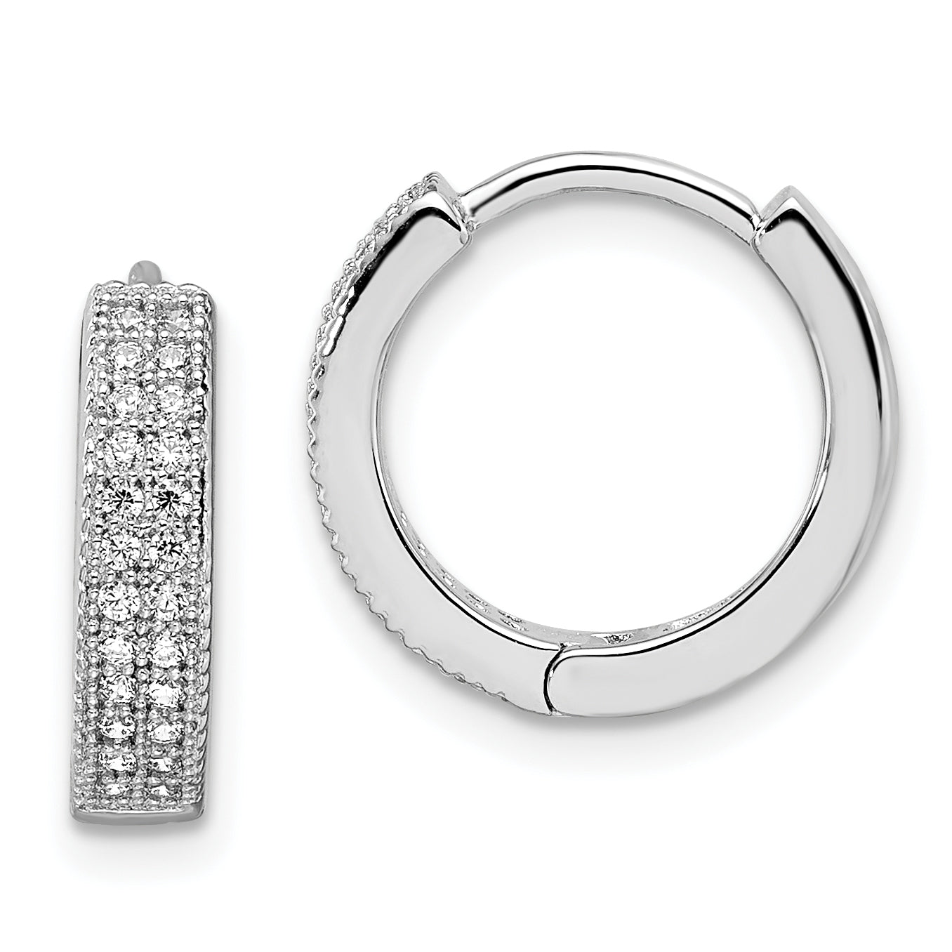 Brilliant Embers Sterling Silver Rhodium-plated 48 Stone Micro Pav‚ CZ Hinged Hoop Earrings Main image