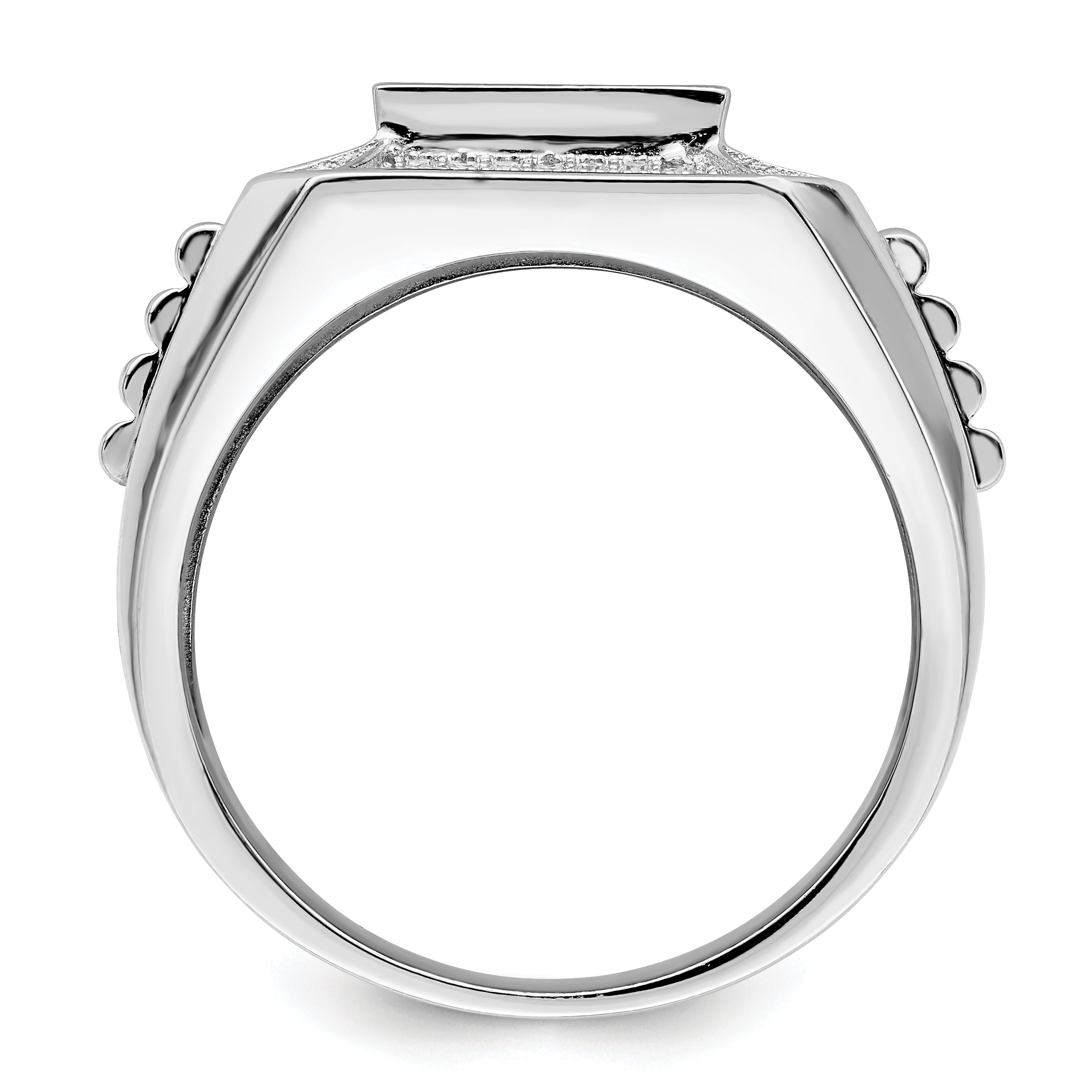 Brilliant Embers Sterling Silver Rhodium-plated 89 Stone Micro PavÃƒÂ¢Ã‚â‚¬Ã‚Å¡ CZ Polished Men's Ring Secondary image