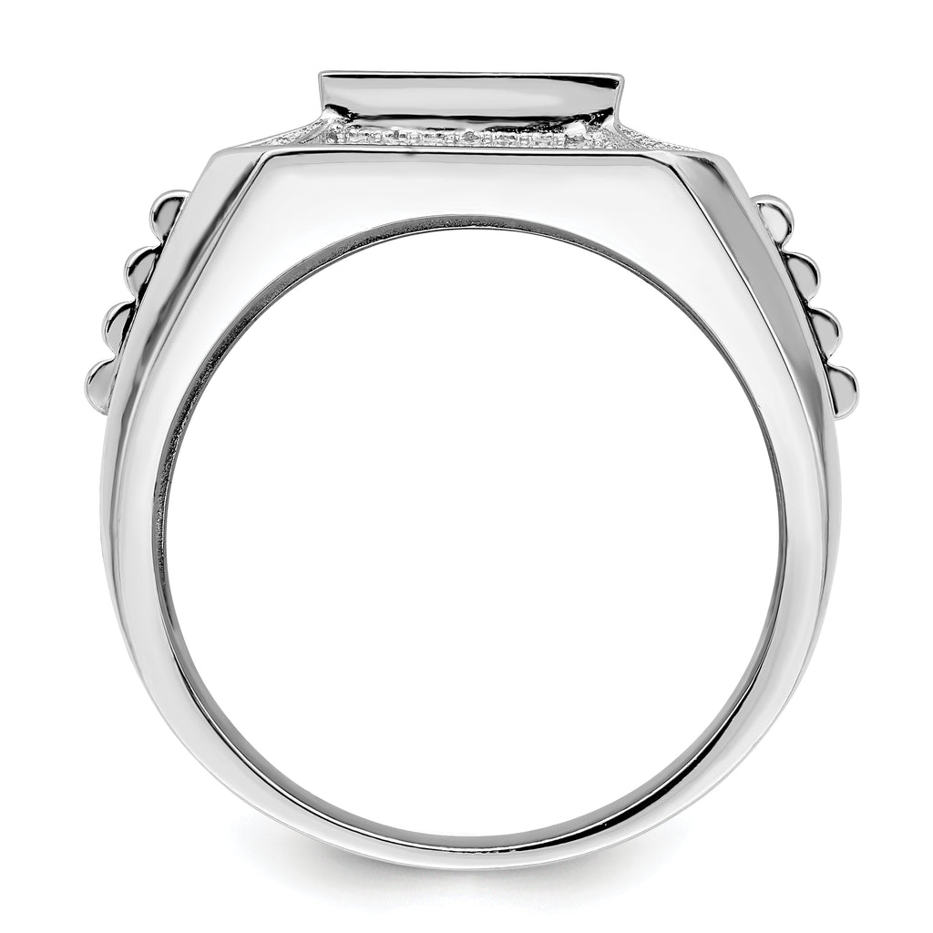 Brilliant Embers Sterling Silver Rhodium-plated 89 Stone Micro PavÃƒÂ¢Ã‚â‚¬Ã‚Å¡ CZ Polished Men's Ring