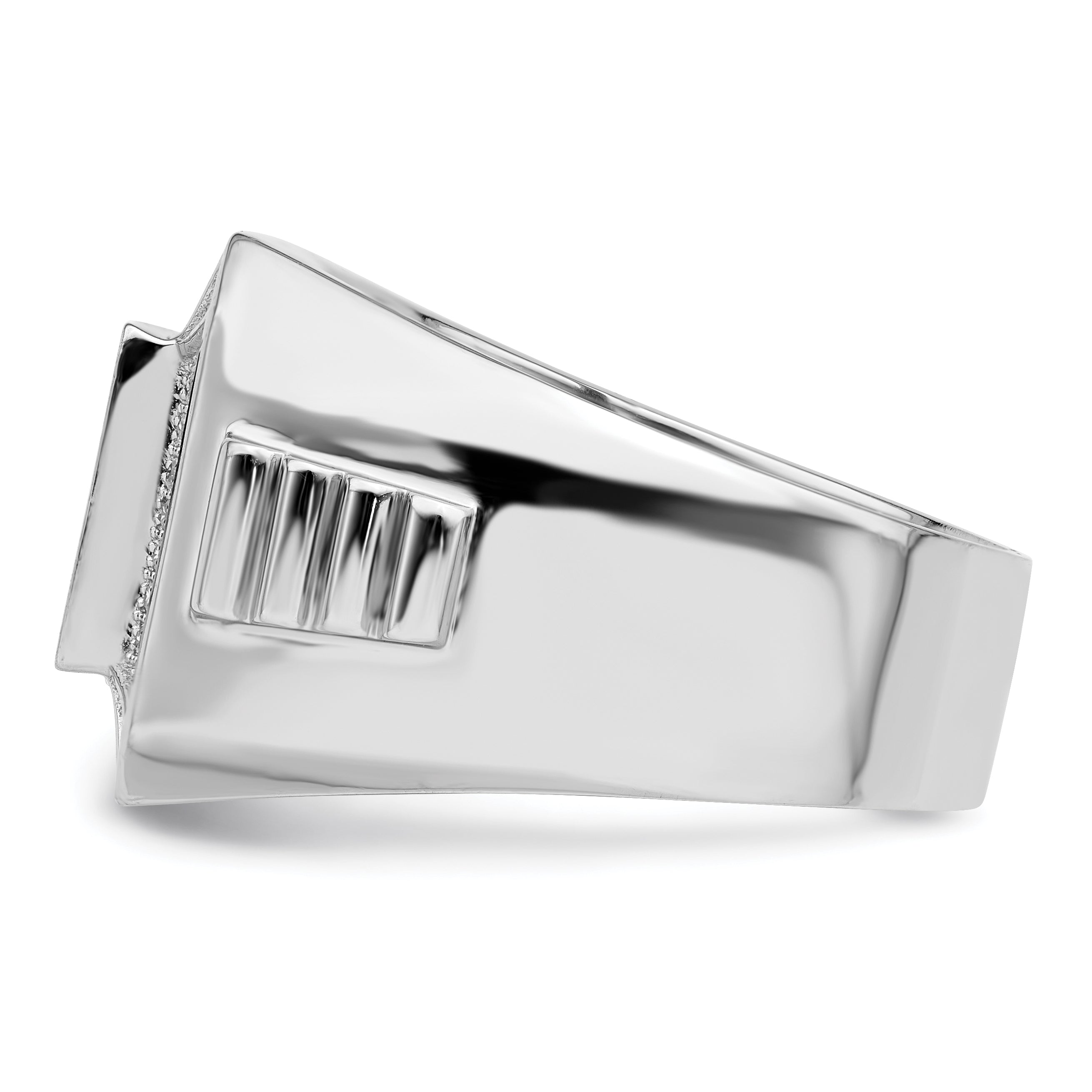Brilliant Embers Sterling Silver Rhodium-plated 89 Stone Micro PavÃƒÂ¢Ã‚â‚¬Ã‚Å¡ CZ Polished Men's Ring