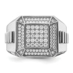 Brilliant Embers Sterling Silver Rhodium-plated 89 Stone Micro PavÃƒÂ¢Ã‚â‚¬Ã‚Å¡ CZ Polished Men's Ring