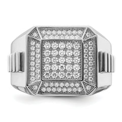 Brilliant Embers Sterling Silver Rhodium-plated 89 Stone Micro PavÃ¢Â€Âš CZ Polished Men's Ring