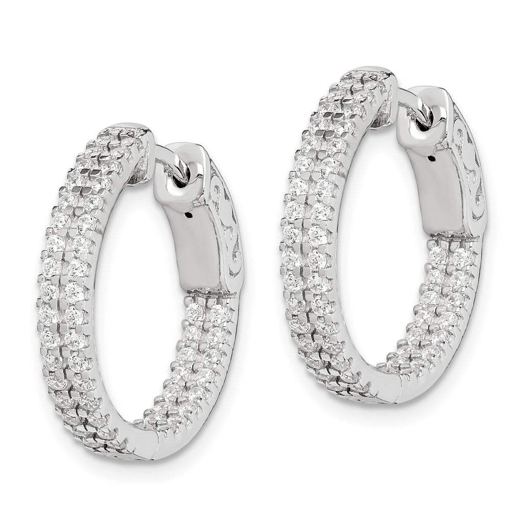 Sterling Shimmer Sterling Silver Rhodium-plated 100 Stone PavÃƒÆ’Ã‚Â¢ÃƒÂ¢Ã‚â€šÃ‚Â¬Ãƒâ€¦Ã‚Â¡ 1.3mm CZ In and Out Round Hinged Hoop Earrings