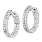 Sterling Shimmer Sterling Silver Rhodium-plated 100 Stone PavÃƒÆ’Ã‚Â¢ÃƒÂ¢Ã‚â€šÃ‚Â¬Ãƒâ€¦Ã‚Â¡ 1.3mm CZ In and Out Round Hinged Hoop Earrings