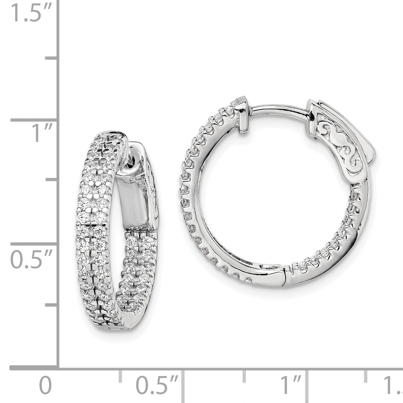Sterling Shimmer Sterling Silver Rhodium-plated 100 Stone PavÃƒÆ’Ã‚Â¢ÃƒÂ¢Ã‚â€šÃ‚Â¬Ãƒâ€¦Ã‚Â¡ 1.3mm CZ In and Out Round Hinged Hoop Earrings