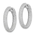 Sterling Shimmer Sterling Silver Rhodium-plated 178 Stone PavÃƒÆ’Ã‚Â¢ÃƒÂ¢Ã‚â€šÃ‚Â¬Ãƒâ€¦Ã‚Â¡ 1.5mm CZ In and Out Round Hinged Hoop Earrings