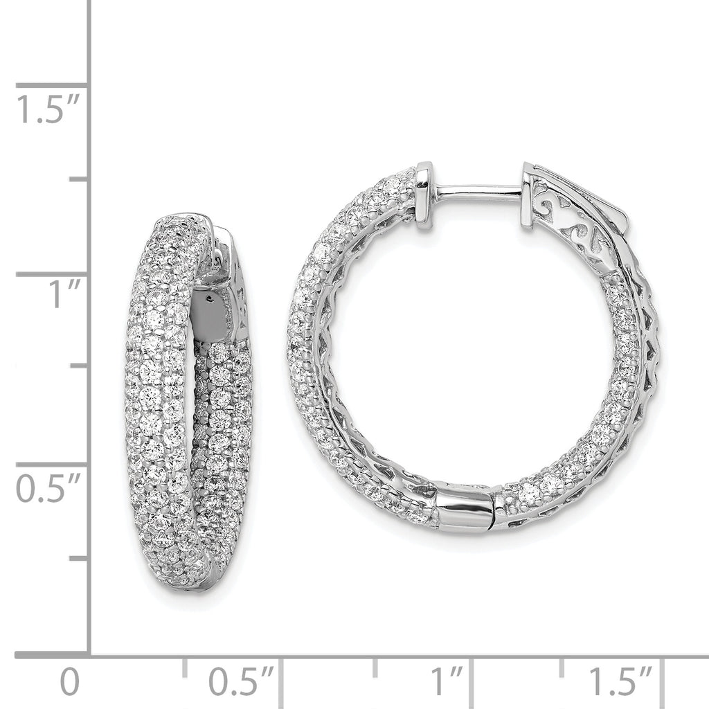 Sterling Shimmer Sterling Silver Rhodium-plated 178 Stone PavÃƒÆ’Ã‚Â¢ÃƒÂ¢Ã‚â€šÃ‚Â¬Ãƒâ€¦Ã‚Â¡ 1.5mm CZ In and Out Round Hinged Hoop Earrings