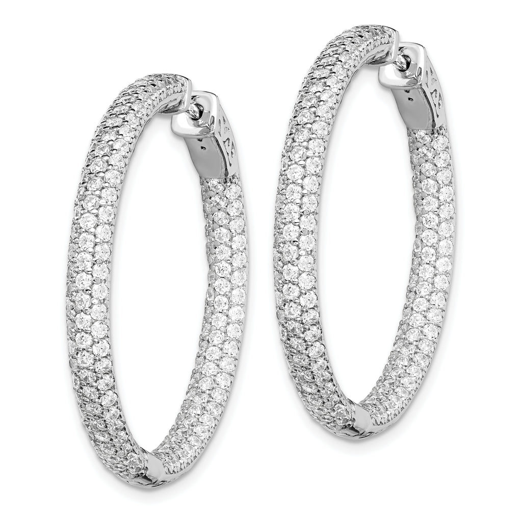 Sterling Shimmer Sterling Silver Rhodium-plated 304 Stone PavÃƒÆ’Ã‚Â¢ÃƒÂ¢Ã‚â€šÃ‚Â¬Ãƒâ€¦Ã‚Â¡ 1.5mm CZ In and Out Round Hinged Hoop Earrings