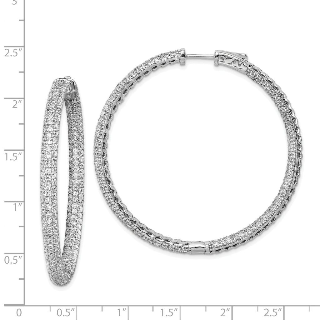 Sterling Shimmer Sterling Silver Rhodium-plated 460 Stone PavÃƒÆ’Ã‚Â¢ÃƒÂ¢Ã‚â€šÃ‚Â¬Ãƒâ€¦Ã‚Â¡ 1.5mm CZ In and Out Round Hinged Hoop Earrings