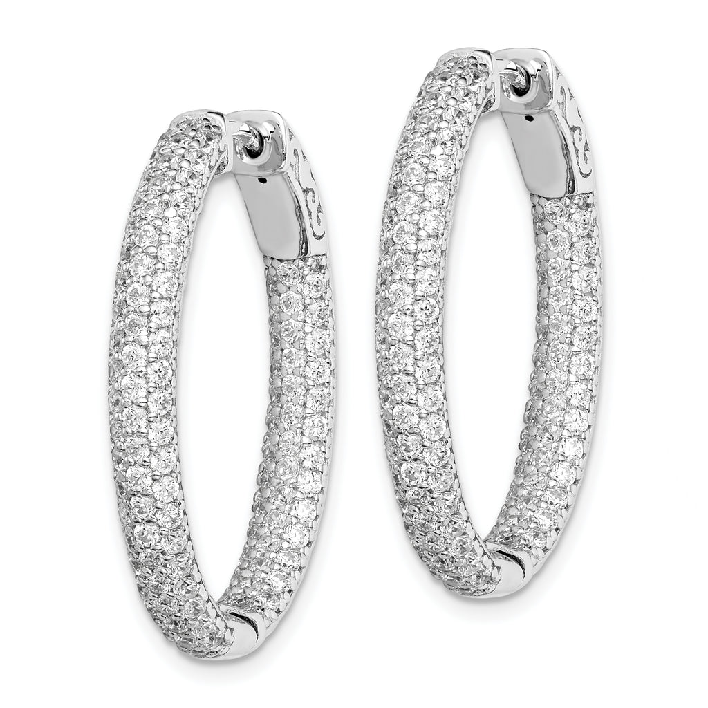 Sterling Shimmer Sterling Silver Rhodium-plated 208 Stone PavÃƒÆ’Ã‚Â¢ÃƒÂ¢Ã‚â€šÃ‚Â¬Ãƒâ€¦Ã‚Â¡ 1.5mm CZ In and Out Oval Hinged Hoop Earrings