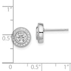 Sophia Jewelers Sterling Silver CZ Halo Earrings with Polished Rhodium Finish