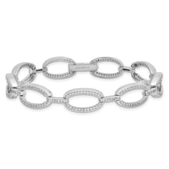 Brilliant Embers Sterling Silver Rhodium-plated 266 Stone 7.25 inch with Box Catch Clasp Micro Pav‚ CZ Polished Bracelet