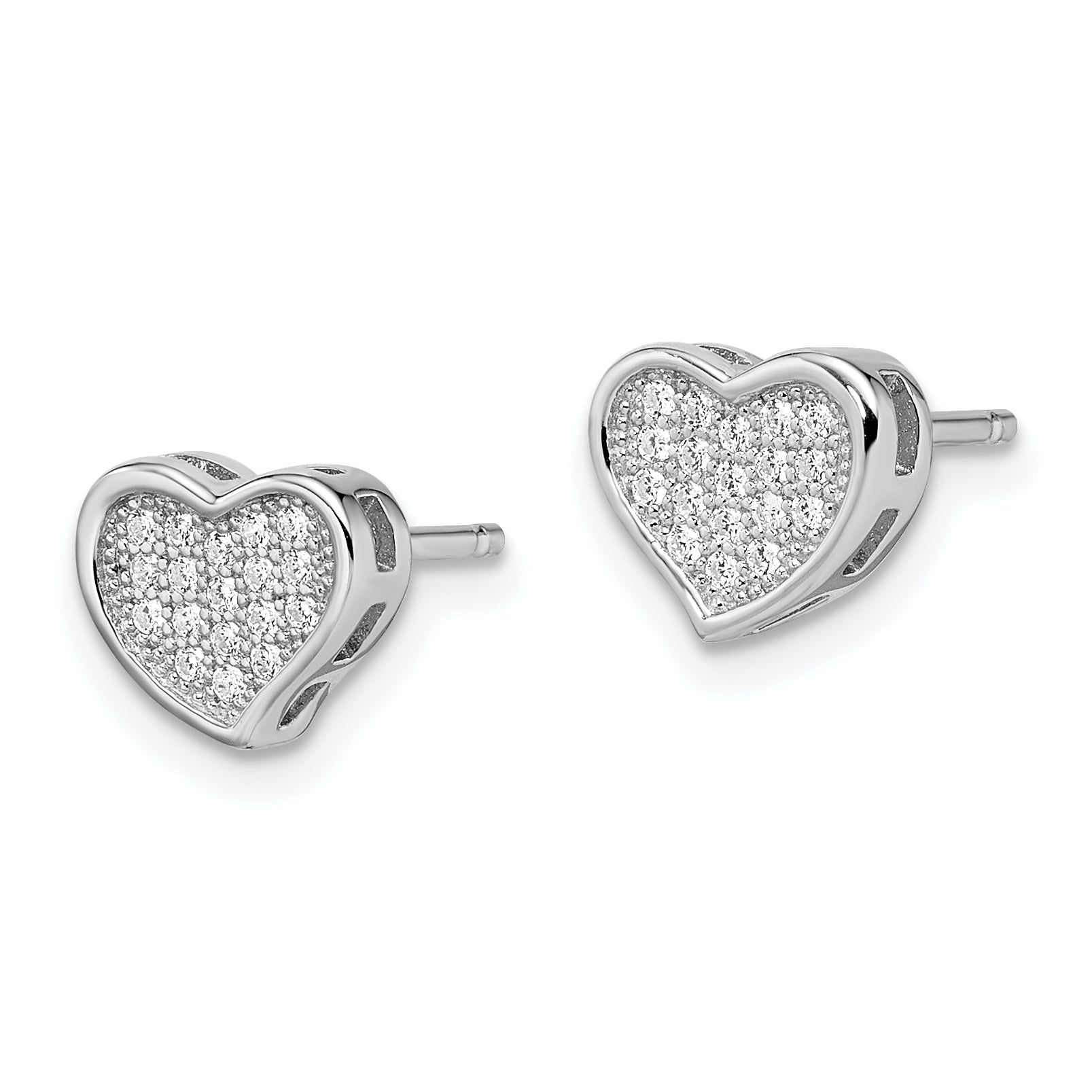Sophia Jewelers Sterling Silver CZ Heart Earrings with Rhodium Polish
