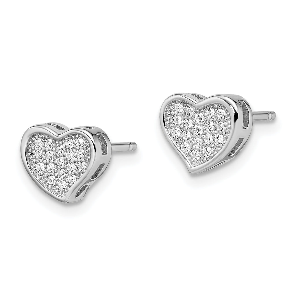 Sophia Jewelers Sterling Silver CZ Heart Earrings with Rhodium Polish