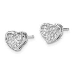 Sophia Jewelers Sterling Silver CZ Heart Earrings with Rhodium Polish