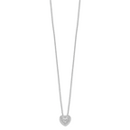 Brilliant Embers Sterling Silver Rhodium-plated 38 Stone 18 inch Micro PavÃƒÆ’Ã†â€™Ãƒâ€šÃ‚Â¢ÃƒÆ’Ã‚Â¢Ãƒâ€šÃ¢â‚¬Å¡Ãƒâ€šÃ‚Â¬ÃƒÆ’Ã¢â‚¬Â¦Ãƒâ€šÃ‚Â¡ CZ Heart Necklace with 2 Inch Extender