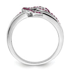 Brilliant Embers Sterling Silver Rhodium-plated 41 Stone Micro PavÃƒÂ¢Ã‚â‚¬Ã‚Å¡ Red and White CZ Heart Ring