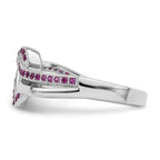 Brilliant Embers Sterling Silver Rhodium-plated 41 Stone Micro PavÃƒÂ¢Ã‚â‚¬Ã‚Å¡ Red and White CZ Heart Ring