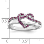 Brilliant Embers Sterling Silver Rhodium-plated 41 Stone Micro PavÃƒÂ¢Ã‚â‚¬Ã‚Å¡ Red and White CZ Heart Ring