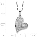 Brilliant Embers Sterling Silver Rhodium-plated 84 Stone 18 inch Micro PavÃƒÆ’Ã†â€™Ãƒâ€šÃ‚Â¢ÃƒÆ’Ã‚Â¢Ãƒâ€šÃ¢â‚¬Å¡Ãƒâ€šÃ‚Â¬ÃƒÆ’Ã¢â‚¬Â¦Ãƒâ€šÃ‚Â¡ CZ Heart Necklace with 2 Inch Extender