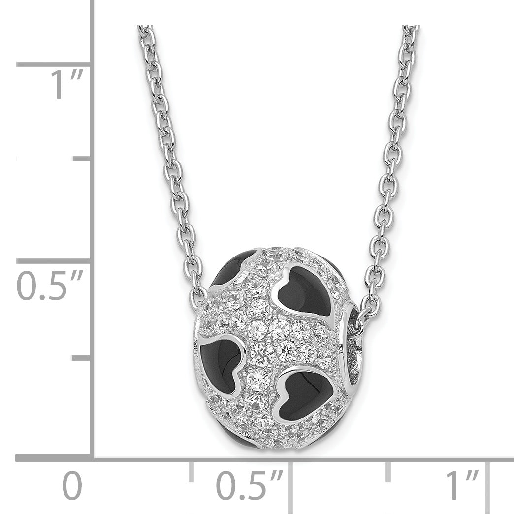 Sophia Jewelers Sterling Silver Cubic Zirconia Fire Heart Bead Necklace