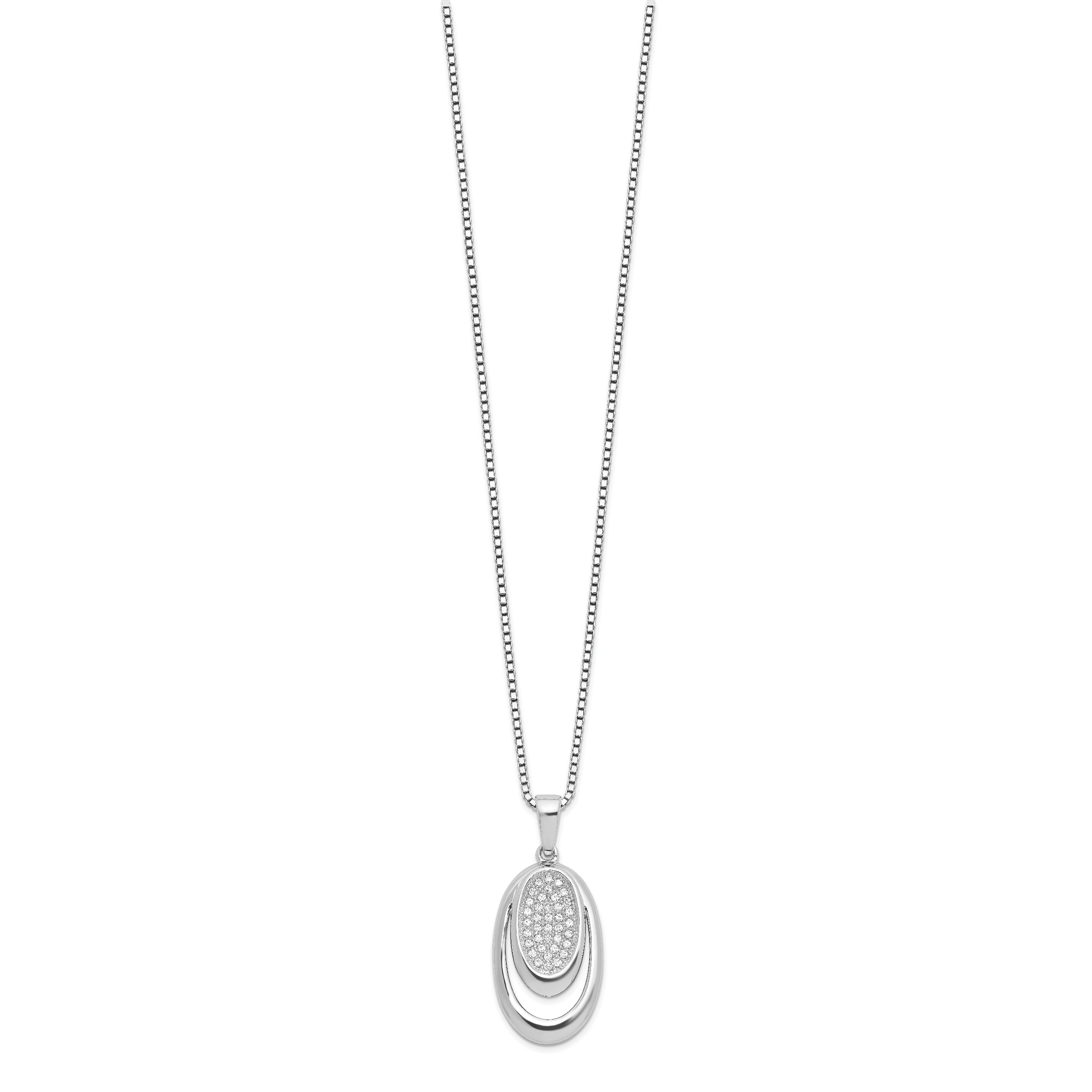 Brilliant Embers Sterling Silver Rhodium-plated 38 Stone 18 inch Micro Pav‚ CZ Necklace with 2 Inch Extender