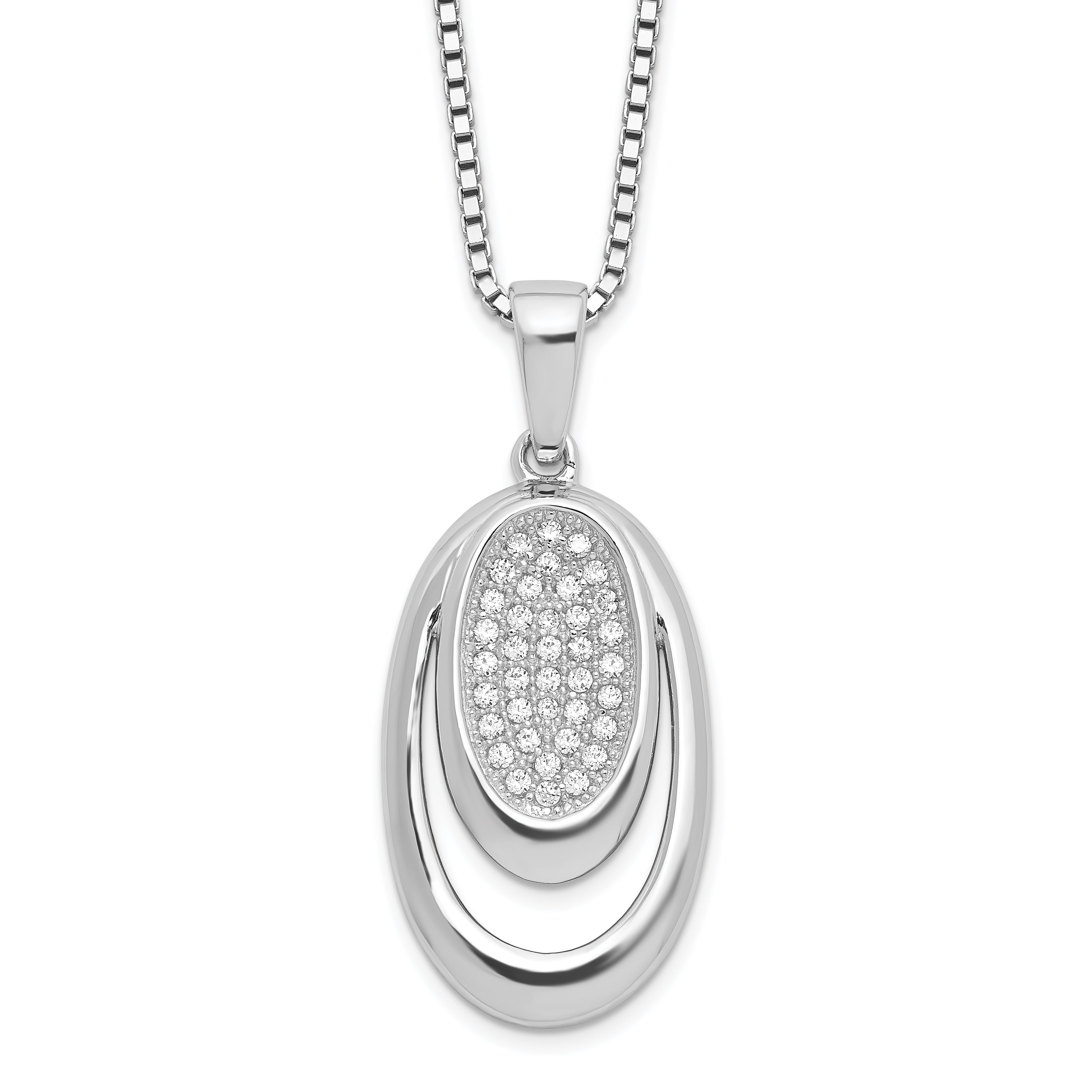 Brilliant Embers Sterling Silver Rhodium-plated 38 Stone 18 inch Micro Pav‚ CZ Necklace with 2 Inch Extender