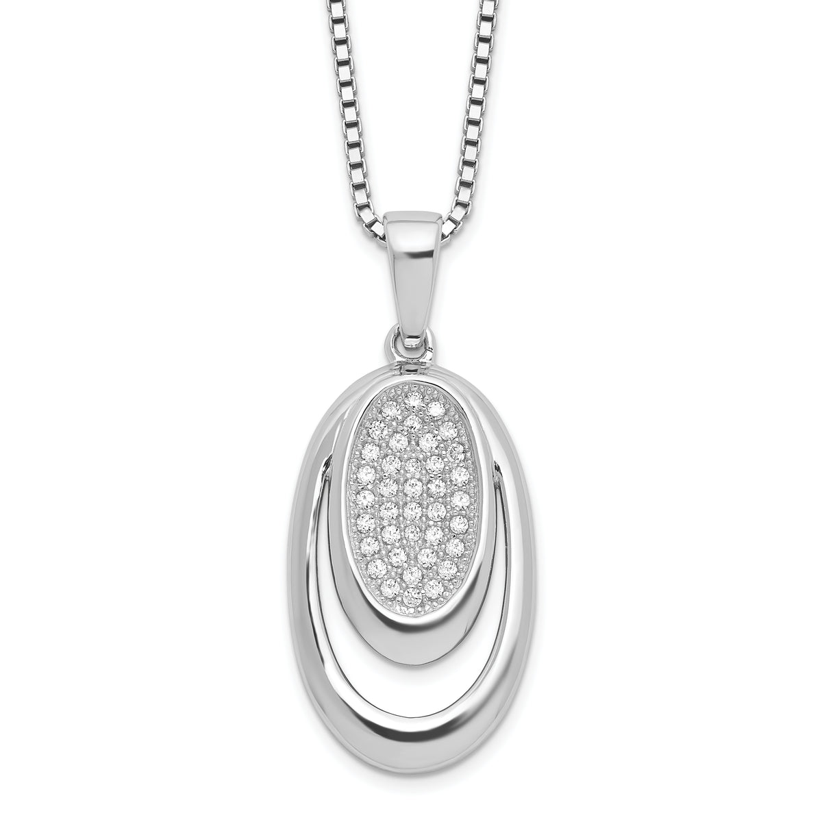 Brilliant Embers Sterling Silver Rhodium-plated 38 Stone 18 inch Micro Pav‚ CZ Necklace with 2 Inch Extender