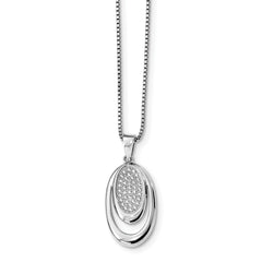 Sterling Silver 925 Necklace with Clear CZ Stones Elegant Pendant - 18