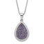 Sterling Silver Rhod-Plated Purple & Clear CZ Teardrop Necklace