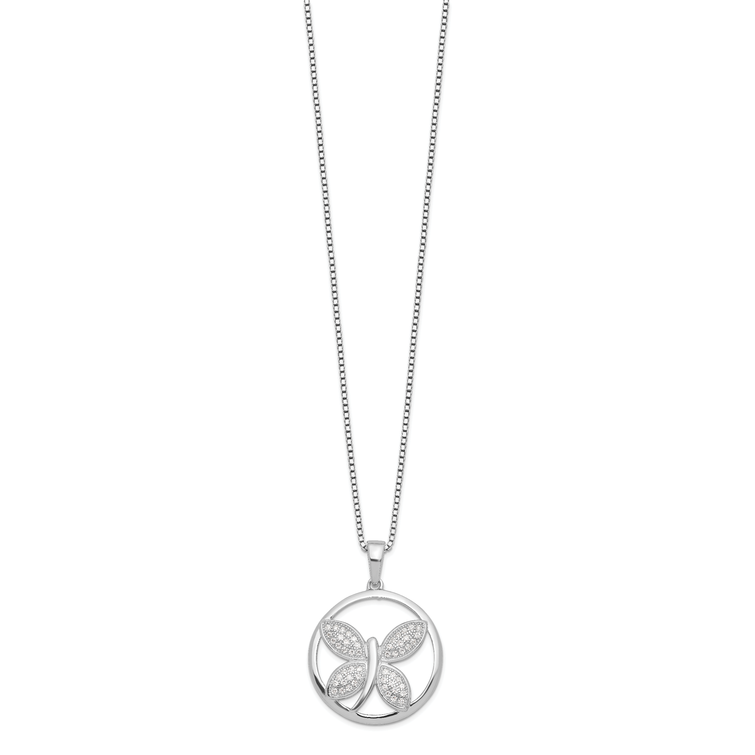 Sophia Jewelers Sterling Silver CZ Butterfly Necklace with Rhodium Plating Secondary image