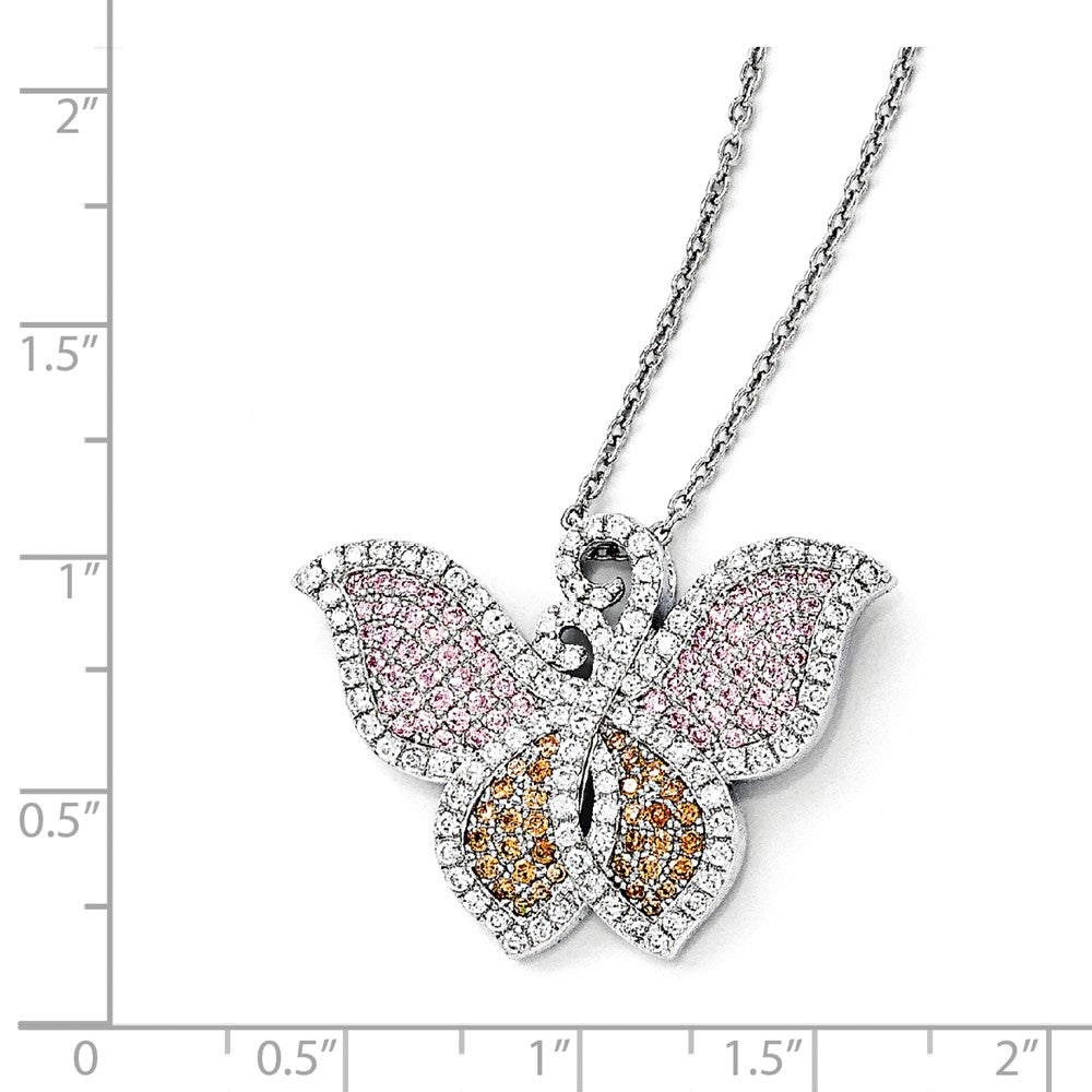 Sterling Silver & CZ Brilliant Embers Butterfly Necklace