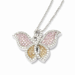 Sterling Silver & CZ Brilliant Embers Butterfly Necklace